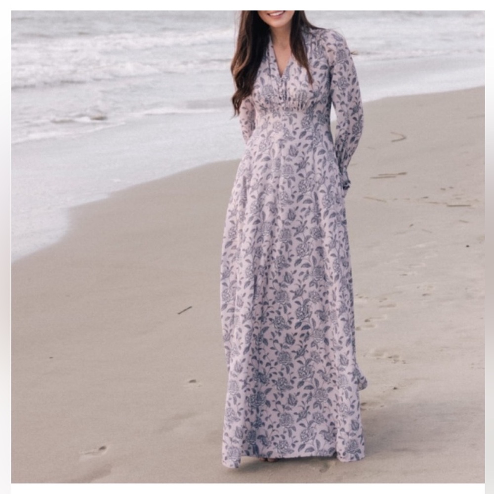 Gal Meets Glam Florence Blush floral maxi dress Size 4